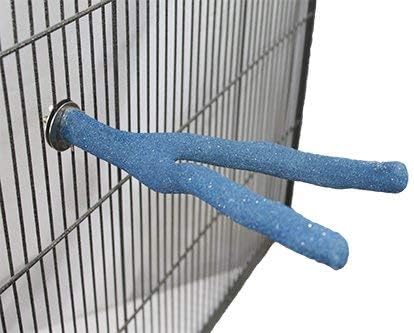 Sandy Branch (Forked) - Durable Multi-Branch Nail Trimming Perch Stand Cage Accessory - Sugar Gliders, Squirrels, Degus, Marmosets, Monkeys, Parrots, Birds, Rats & Other Small Pets (Assorted Colors)