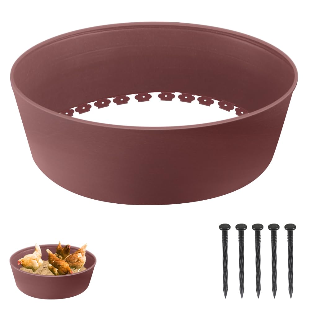 Chicken Dust Bath Tub, Adjustable 25'' Chicken Dust Bath Contain Bottomless Design, Dust Bath for Chickens, Ducks, Turkeys, Quails for Farms, Chicken Coops (Brown)