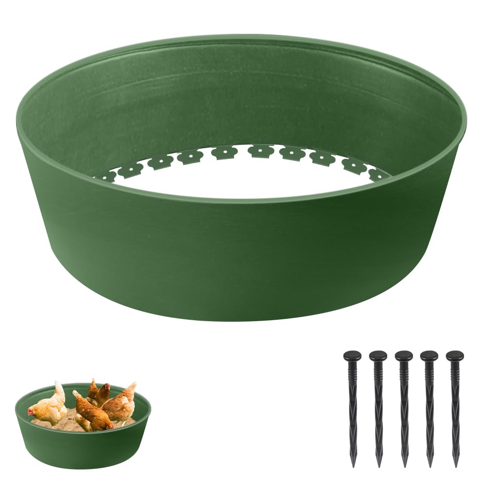 Chicken Dust Bath Tub, Adjustable 25'' Chicken Dust Bath Contain Bottomless Design, Dust Bath for Chickens, Ducks, Turkeys, Quails for Farms, Chicken Coops (Green)
