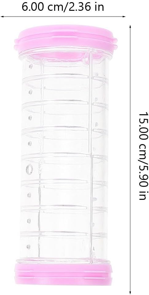 Hamster Tube Set, Transparent Tunnel DIY Curved Excercise Maze Connector Cage Accessories for Mouse Hamster Small Animals- Pink