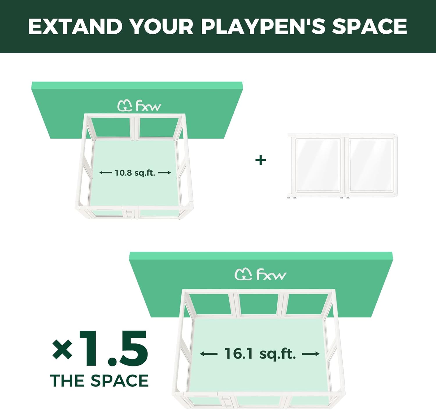 FXW AuraSpace Acrylic Indoor Dog Playpen for Small Dogs, 24 inch, 2 Panels, White