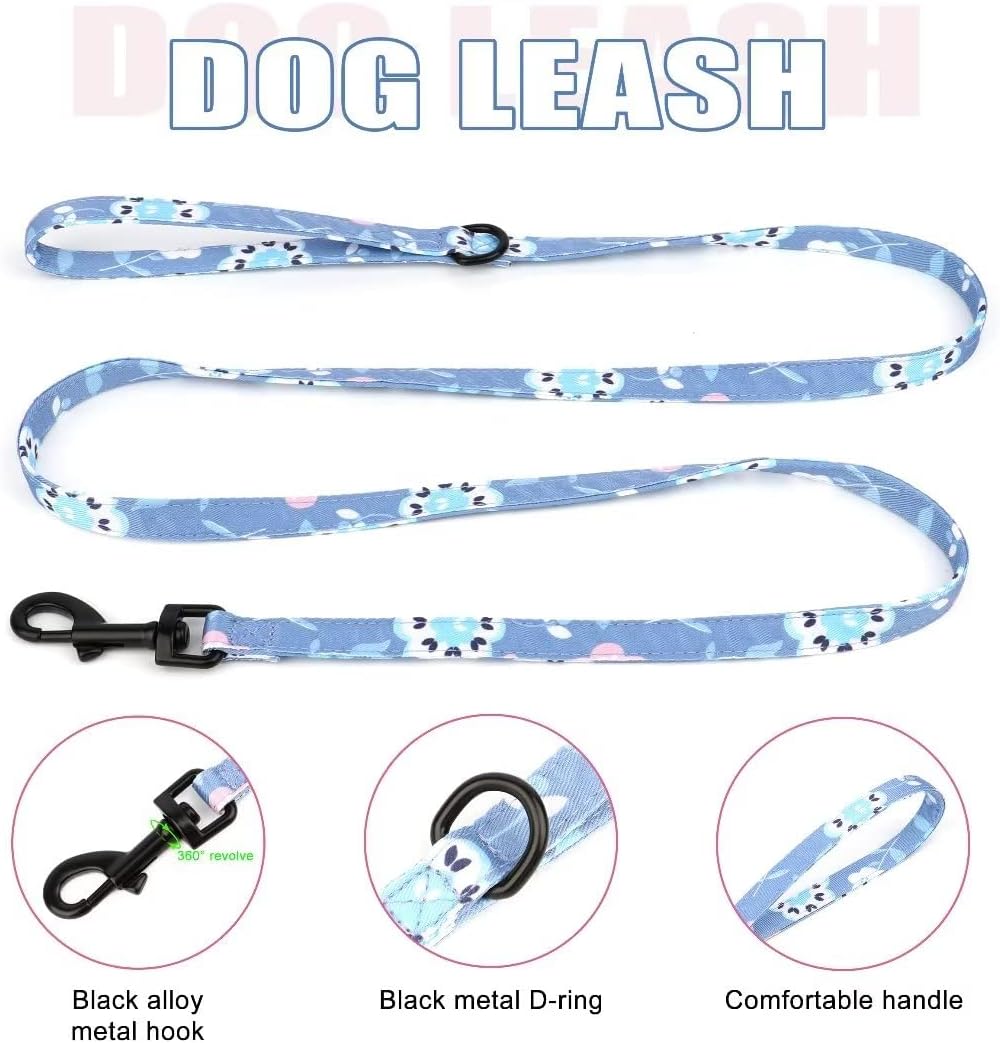 Beirui Cute Girl Dog Collars, Harnesses & Leashes Set - Adjustable Dog Collar and Leash Set with Flower - Soft Mesh Dog Vest Harness for Puppies Small & Extra Small Dogs Cats (Purple,XXS)