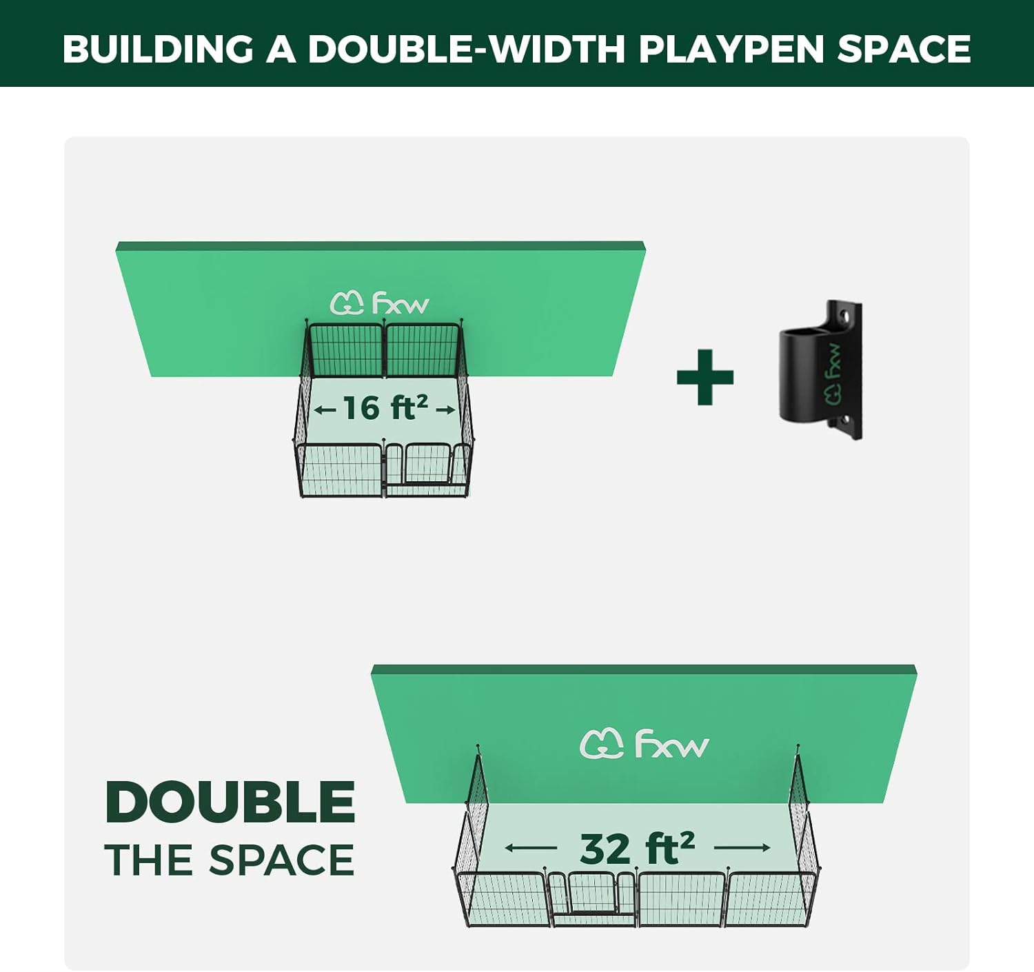 FXW Fence-to-Wall Anchor (Pack of 4) for Use with Dog Playpen in Yard, Garden, Doorways, Fireplace, Indoor/Outdoor, Fits All Heights of FXW Rollick/Homeplus/Aster Playpen, Black│Patented