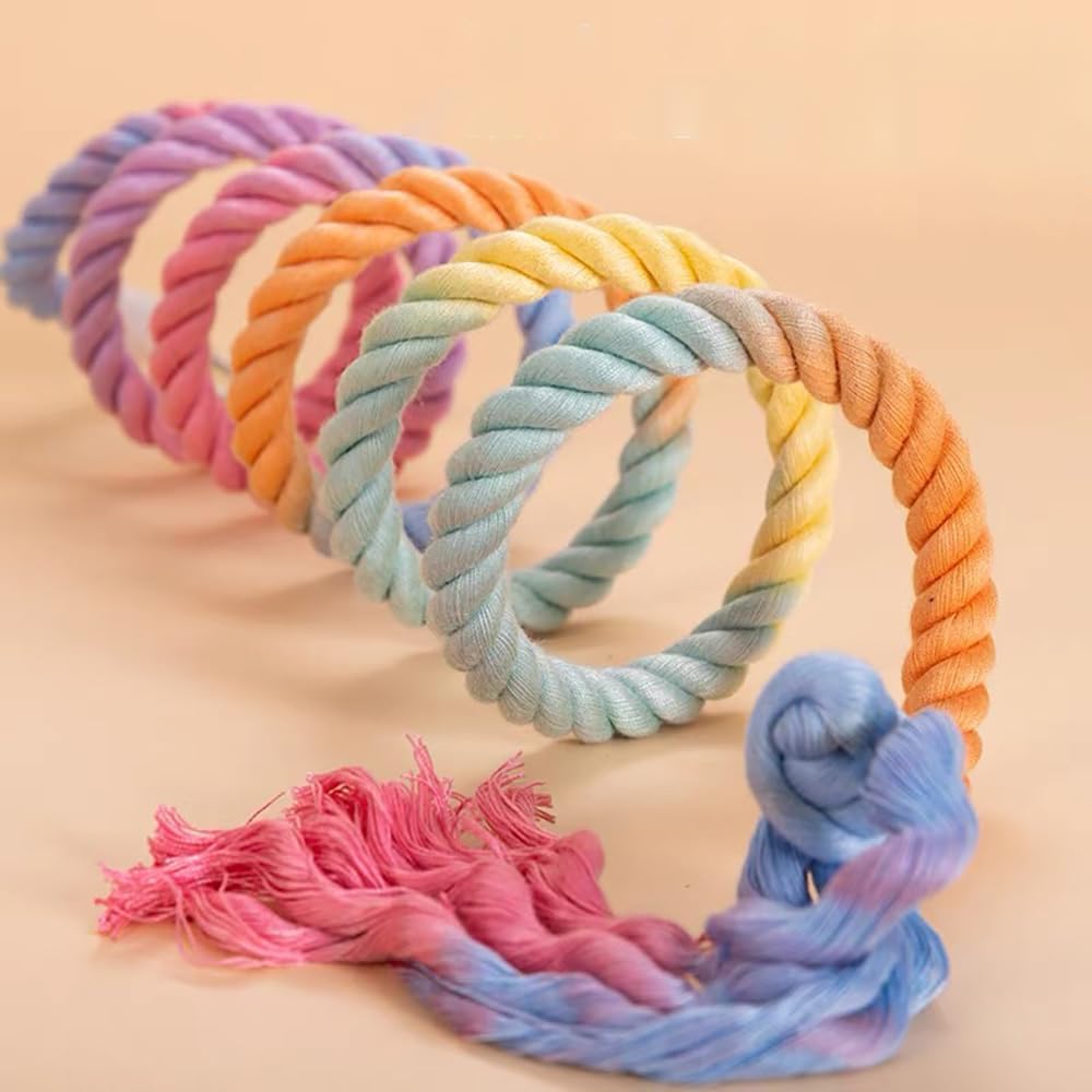 59-Inch Hanging Bird Rope Perch Stand Extra Long Gradient Color Swing for Birds Like Parrot Budgies Bird Cage Accessory Toys