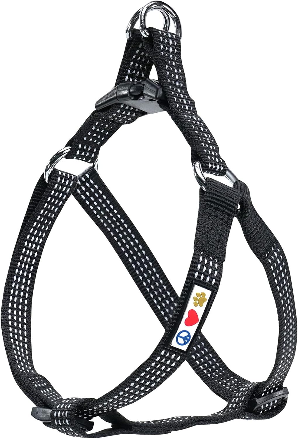 Pawtitas Small Dog Harness - Black, Reflective, Adjustable Step-in Harness for Senior Dogs to Puppies