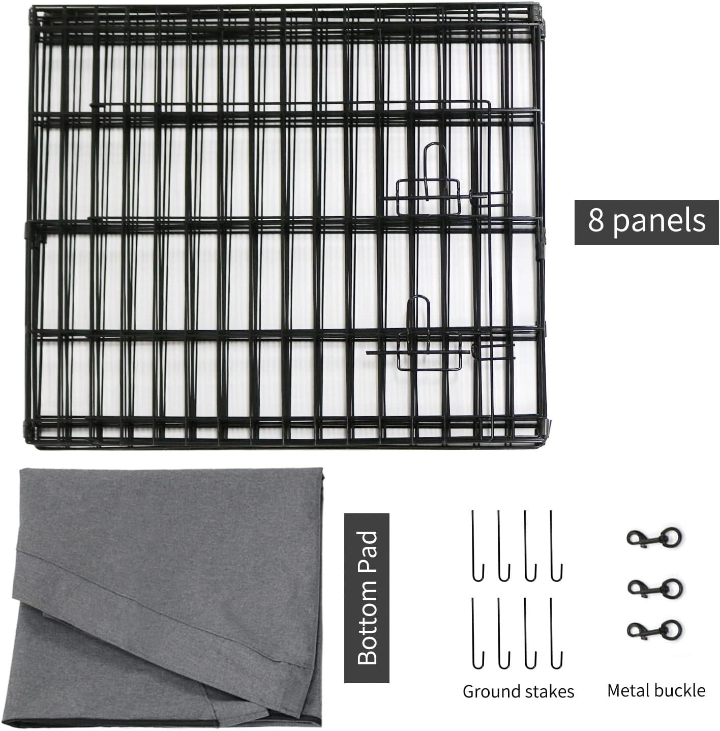 PETIME Foldable Metal Dog Exercise Pen/Pet Puppy Playpen Kennels Yard Fence Indoor/Outdoor 8 Panel 24" W x 24" H with Bottom Pad (with Bottom pad, 8 Panels 24" H)