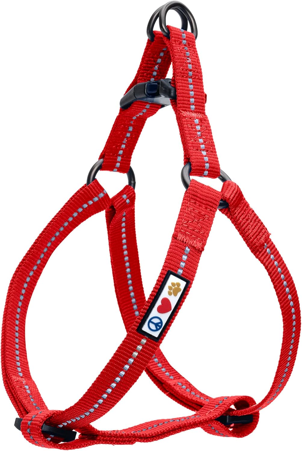 Pawtitas Recycled Dog Harness with Reflective Stitched a Puppy Harness Made from Plastic Bottles Collected from Oceans Large Red Chilli