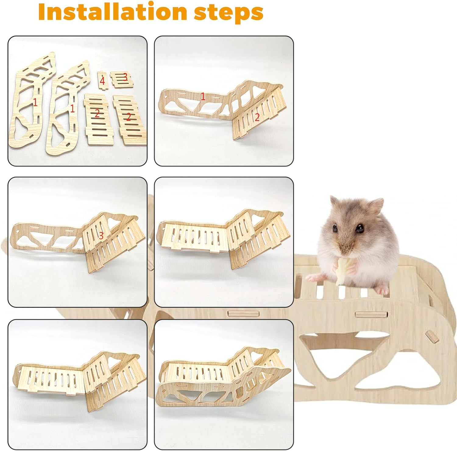 Hamster Hideout Climbing Ladder and Tunnel, Small Animal Tunnel Hideout, Ideal for Bedding Burrowing & Accessory Connecting, Effortless Assembly, Sturdy Durable, H