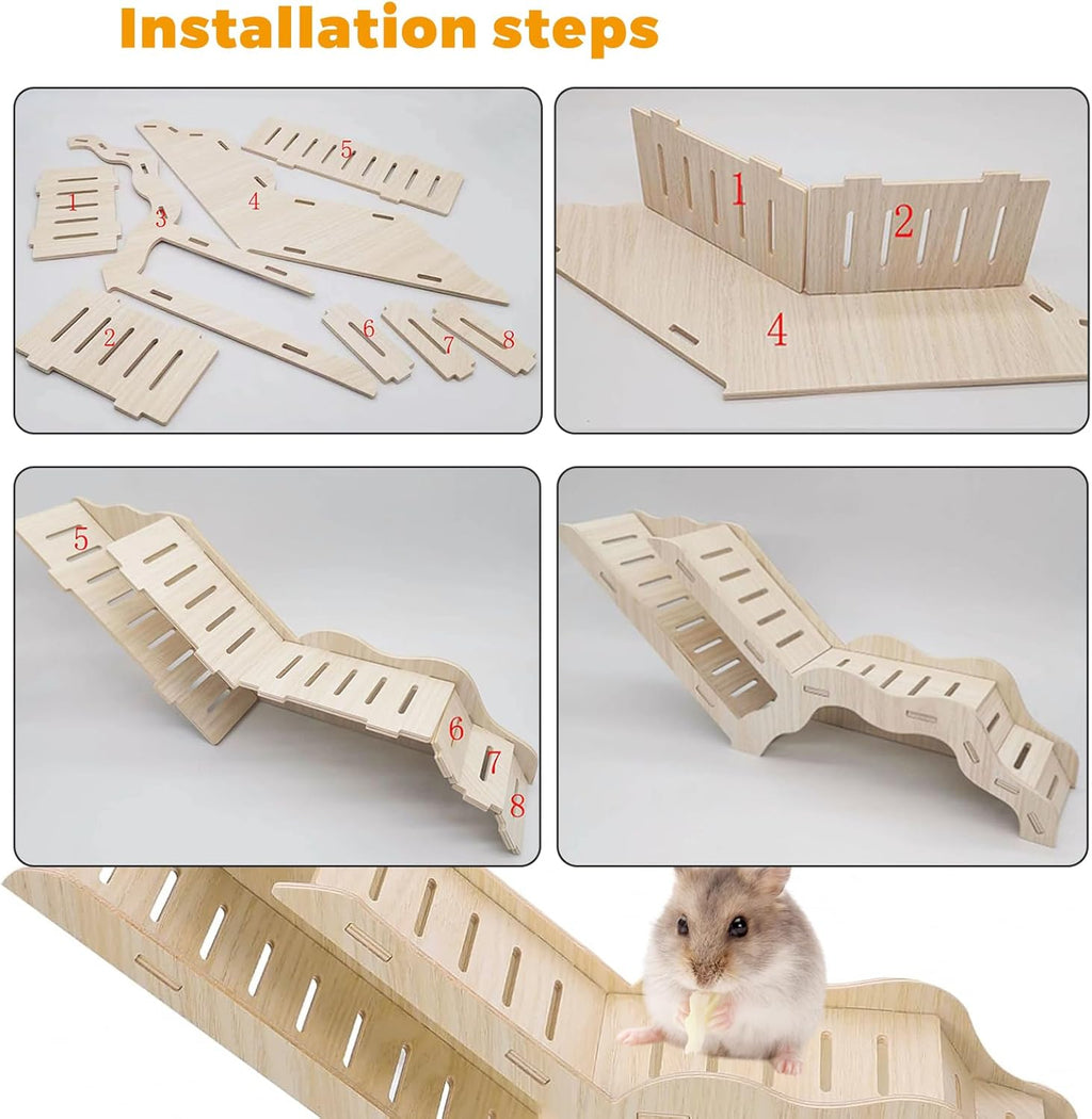 Hamster Hideout Climbing Ladder and Tunnel, Small Animal Tunnel Hideout, Ideal for Bedding Burrowing & Accessory Connecting, Effortless Assembly, Sturdy Durable, G