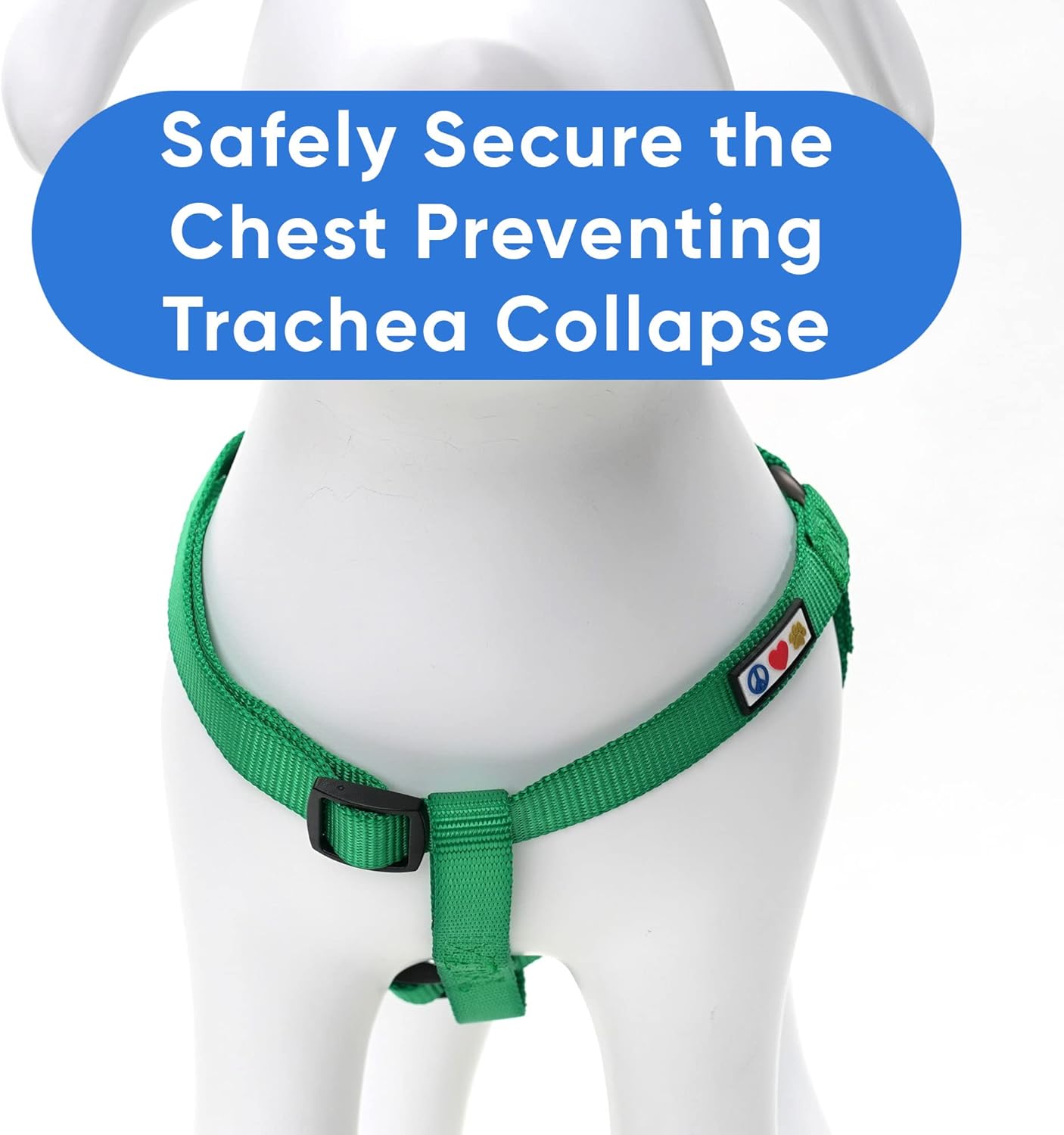 Pawtitas Solid Color Step-in Dog Harness - Large, Lush Green - Training & Walking Your Puppy