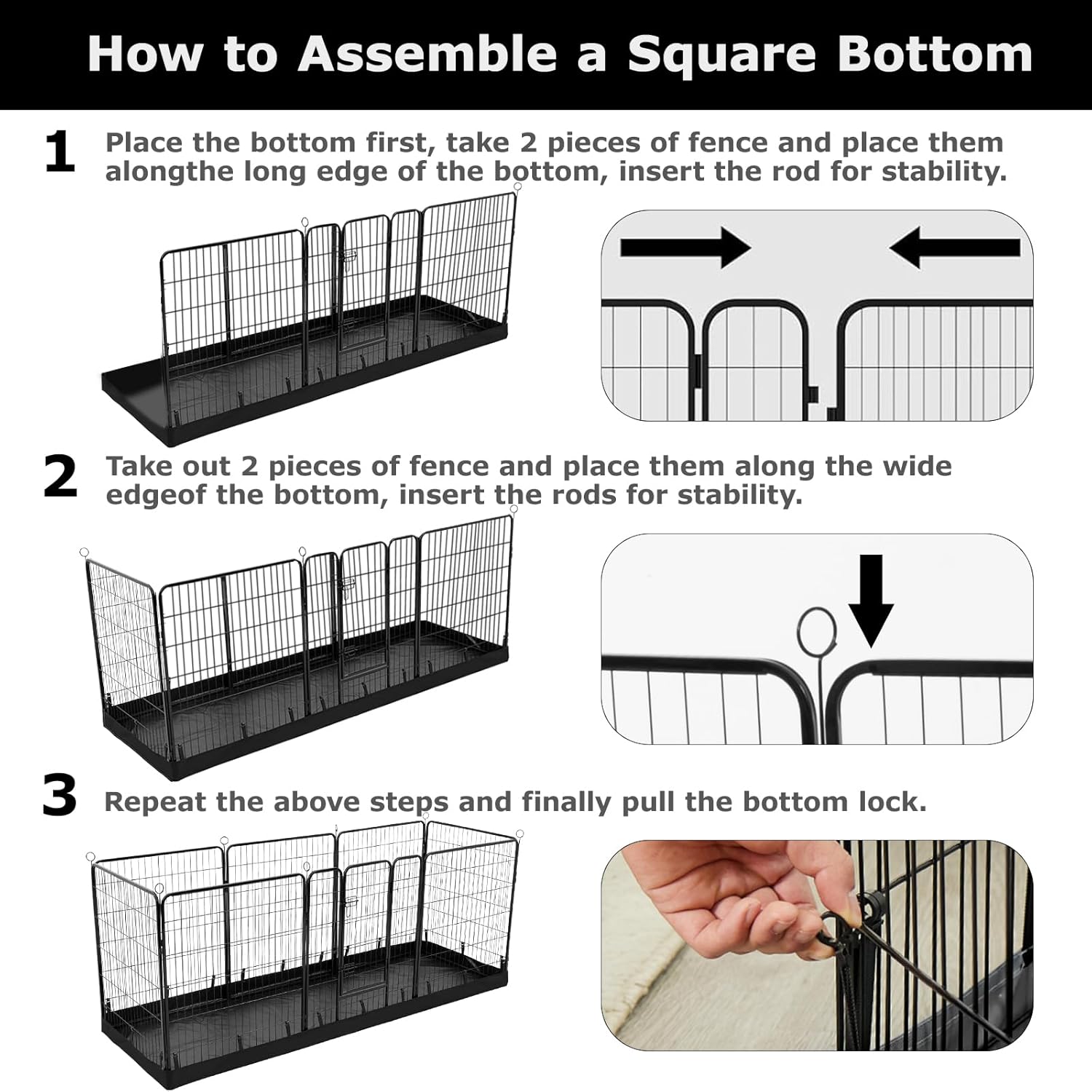 PJYuCien Rectangle Dog Playpen Pad - 32"x96" Size, Fits 8 Panels, 600D Oxford Cloth, Waterproof (Bottom Pad Only!)