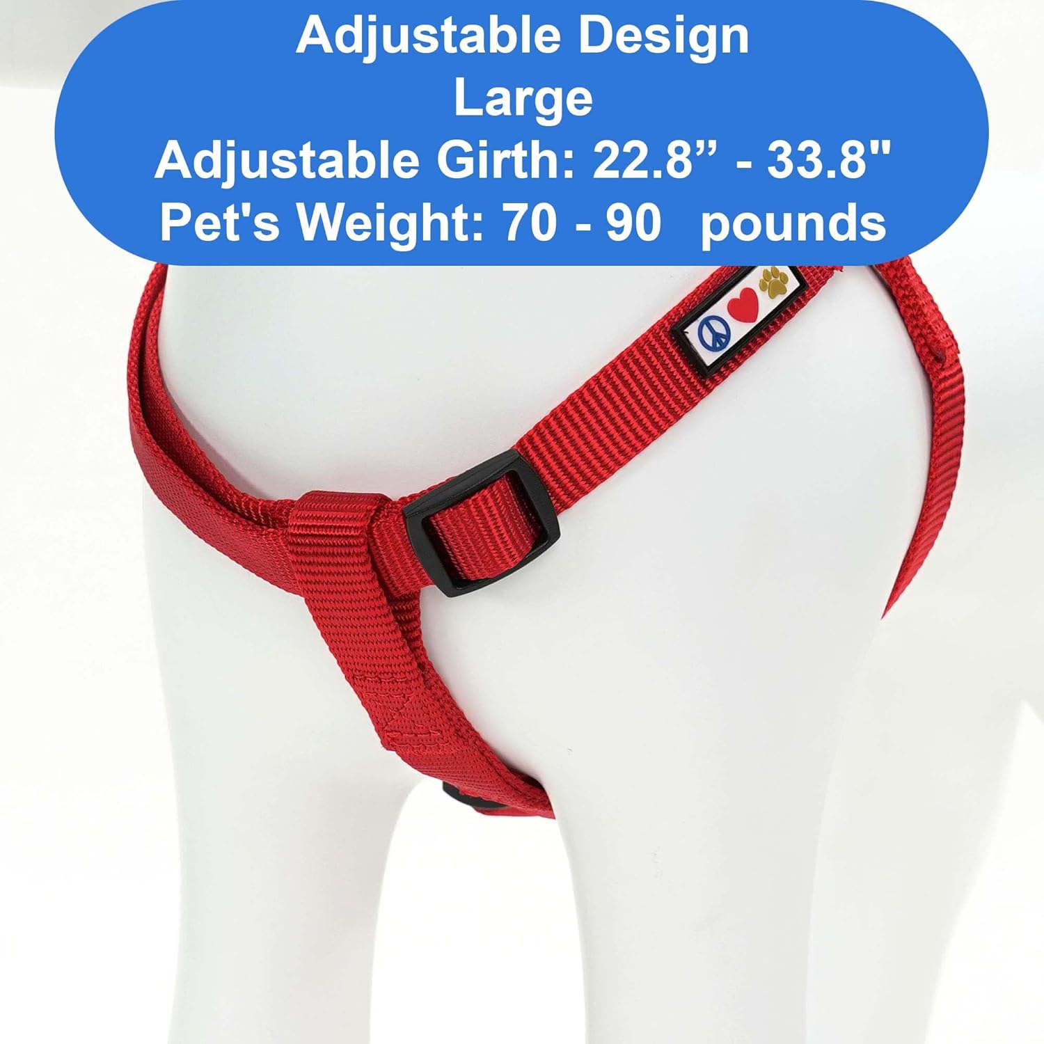 Pawtitas Solid Color Step-in Dog Harness - Red, Large, for Training & Walking Your Puppy