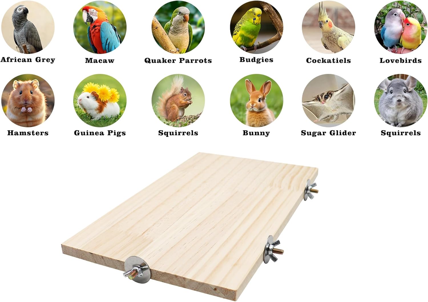 Large Bird Perch, Wooden Platform, Bird Playground, Parakeet Shelf Stand Platform, Bird Perches for Cage, Cage Accessories for Parrots, Rats, Chinchillas, Hamsters, Squirrels, Sugar Gliders