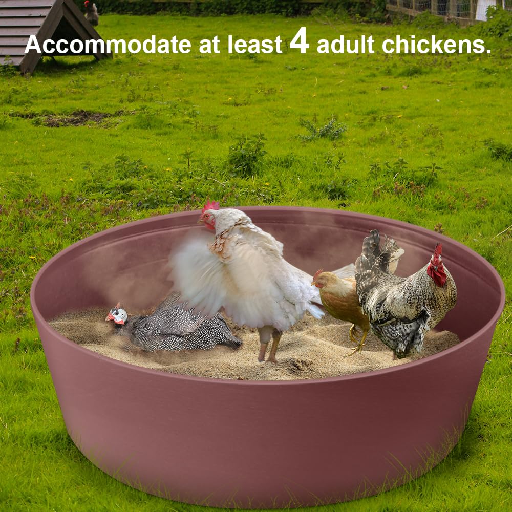 Chicken Dust Bath Tub, Adjustable 25'' Chicken Dust Bath Contain Bottomless Design, Dust Bath for Chickens, Ducks, Turkeys, Quails for Farms, Chicken Coops (Brown)