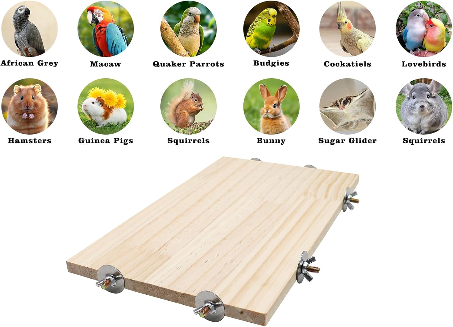 Large Bird Perch, Wooden Platform, Bird Playground, Parakeet Shelf Stand Platform, Bird Perches for Cage, Cage Accessories for Parrots, Rats, Chinchillas, Hamsters, Squirrels, Sugar Gliders
