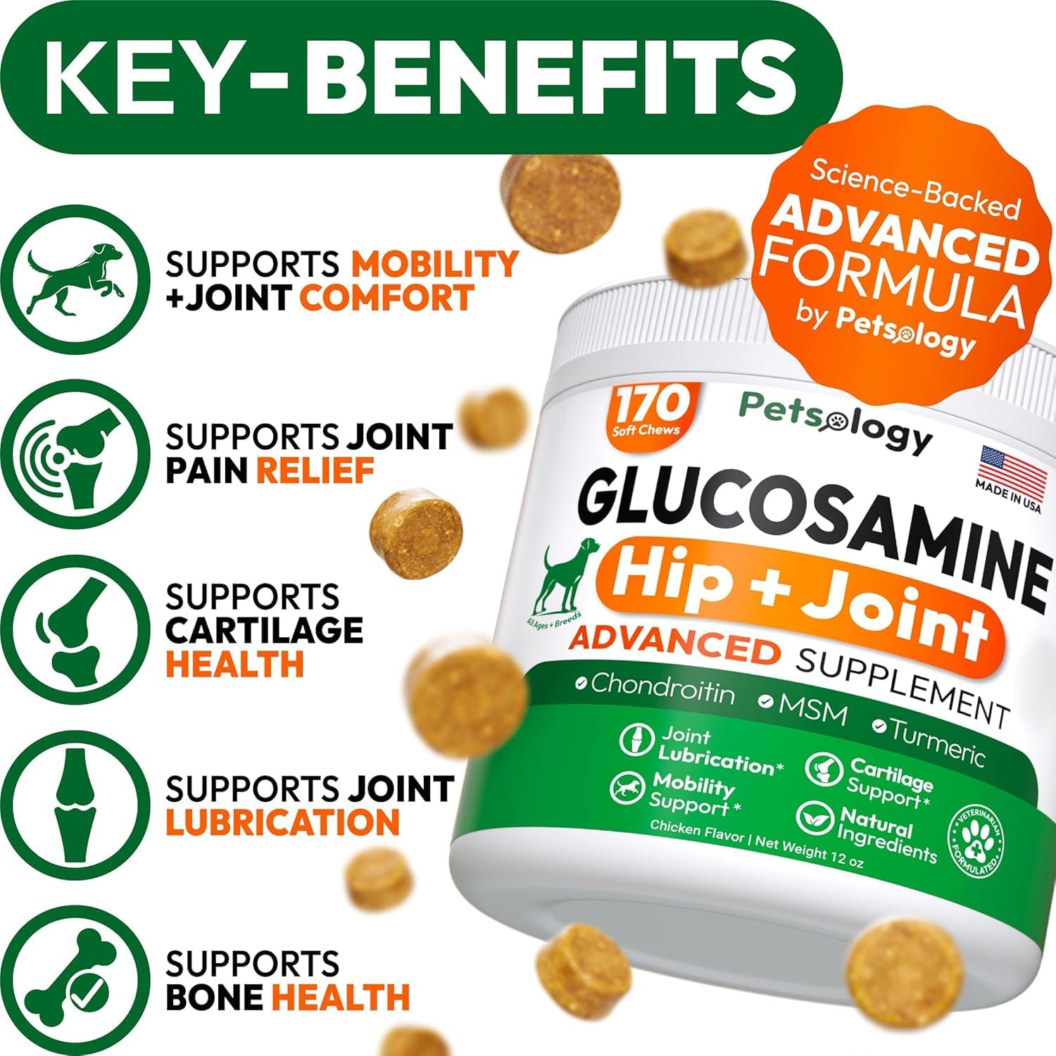 (2 Pack) Glucosamine for Dogs - 340 Mobility Chews - Advanced Hip and Joint Supplement for Dogs - Glucosamine Chondroitin - MSM - Joint Pain Relief - Made in USA
