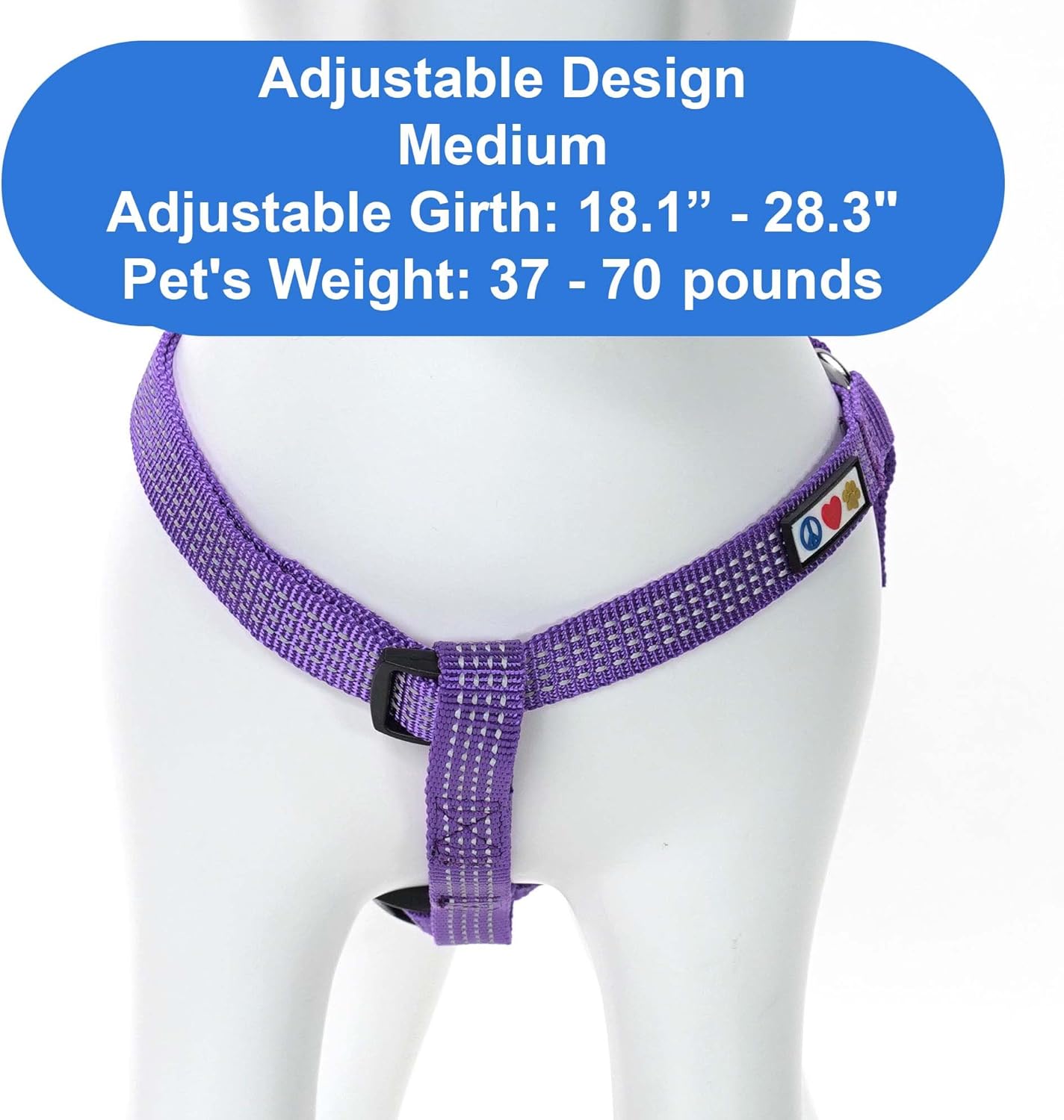 Pawtitas Medium Dog Harness - Purple, Adjustable, Reflective Step-in Harness for Senior Dogs to Puppies