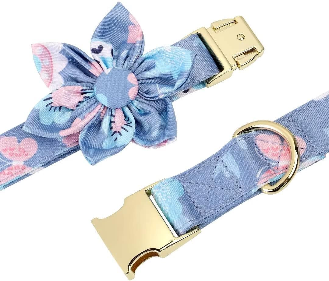 Beirui Cute Girl Dog Collars, Harnesses & Leashes Set - Adjustable Dog Collar and Leash Set with Flower - Soft Mesh Dog Vest Harness for Puppies Small Medium Dogs (Purple,XS)