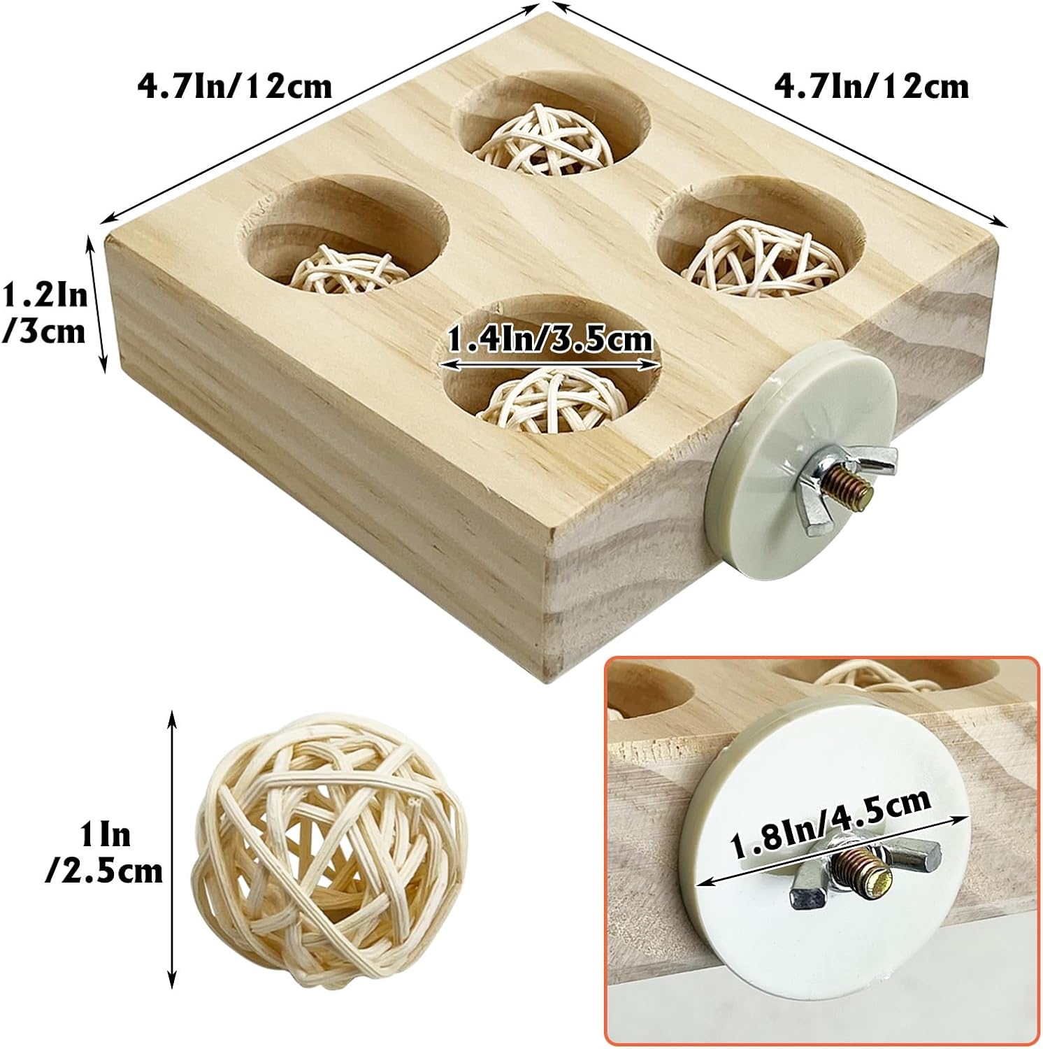 Hamiledyi 2 Pack Wooden Foraging Bird Toys - Interactive Slow Feeder Enrichment for Conures, Budgies & Lovebirds | Cage Climbing Puzzle Toys for Small Parrots Promoting Natural Pecking Behavior