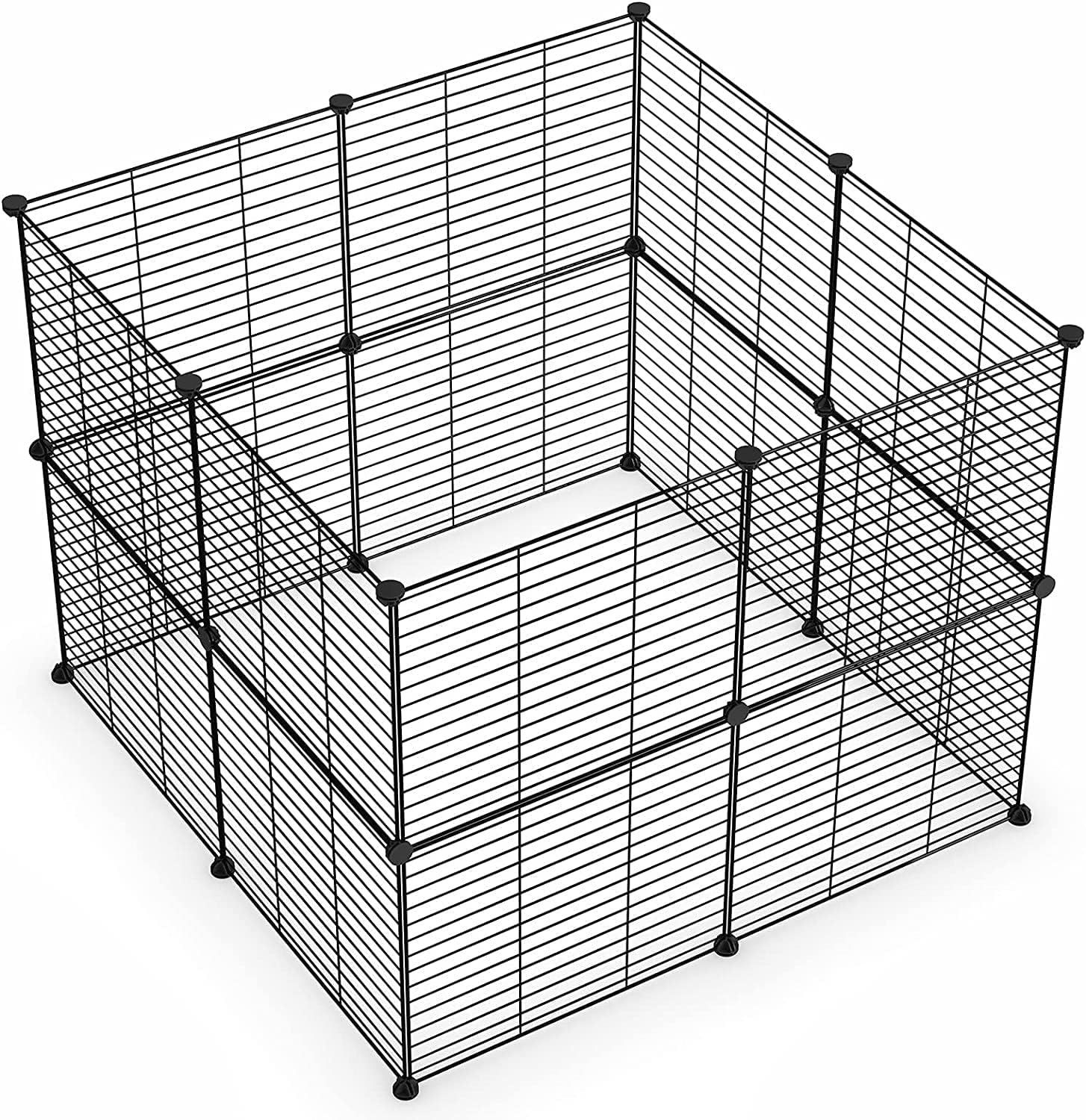 Small Animal Playpen, Guinea Pig Cages, Pet Playpen, Rabbit Cage,Small Animal Cage, Puppy Kitten Dog Playpen, Indoor Outdoor Portable Metal Wire Yard Fence,15 X 12 Inch, 16 Panels, Black.