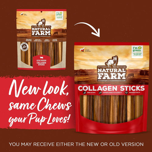 "Natural Farm Curly Pork Collagen Sticks (5-6 Inch, 1 Pack), Fully Digestible & Natural Dog Chews, Flavorful & Long Lasting, Best for Small & Medium Chewers, Odor-Free Rawhide Alternative"