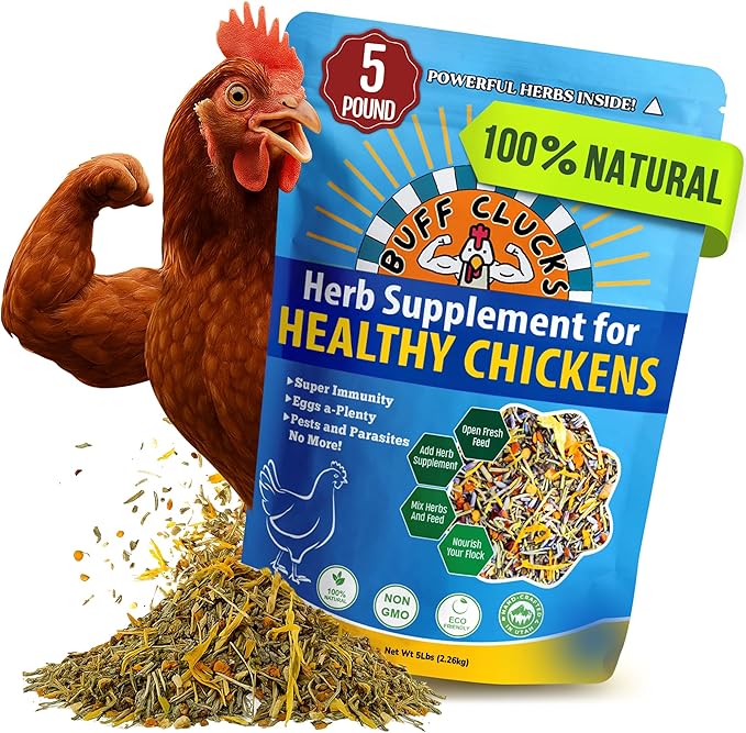 Herb Supplement for Backyard Chickens - Natural Chicken Treats, Poultry Feed Botanical Mix, Plant-Based Coop Snacks for Daily Wellness, Feather Quality, Egg Production, USA (5 LB)