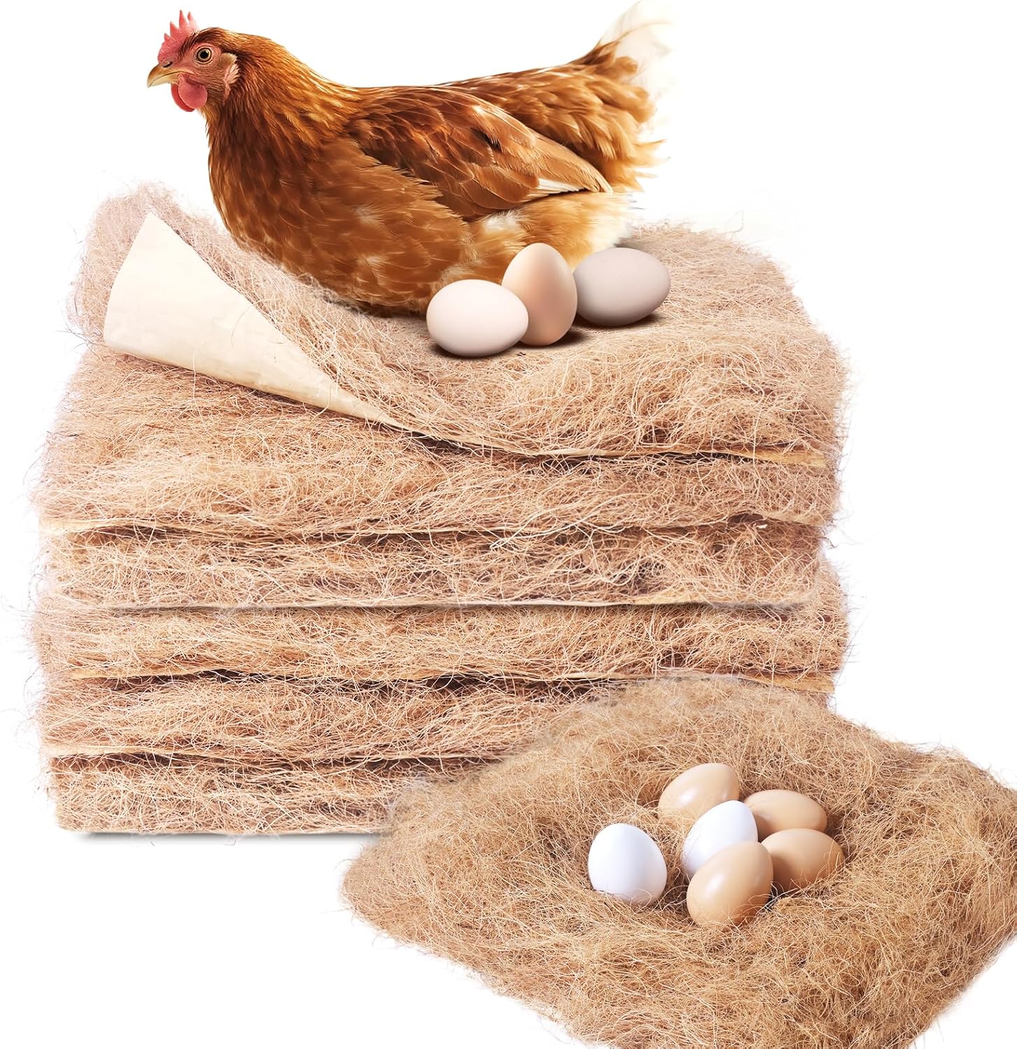 Laying Hen Nesting Pads，Premium Bedding for Chicken Nesting Box, Chicken Coop Accessories, 13x13 (6pack)