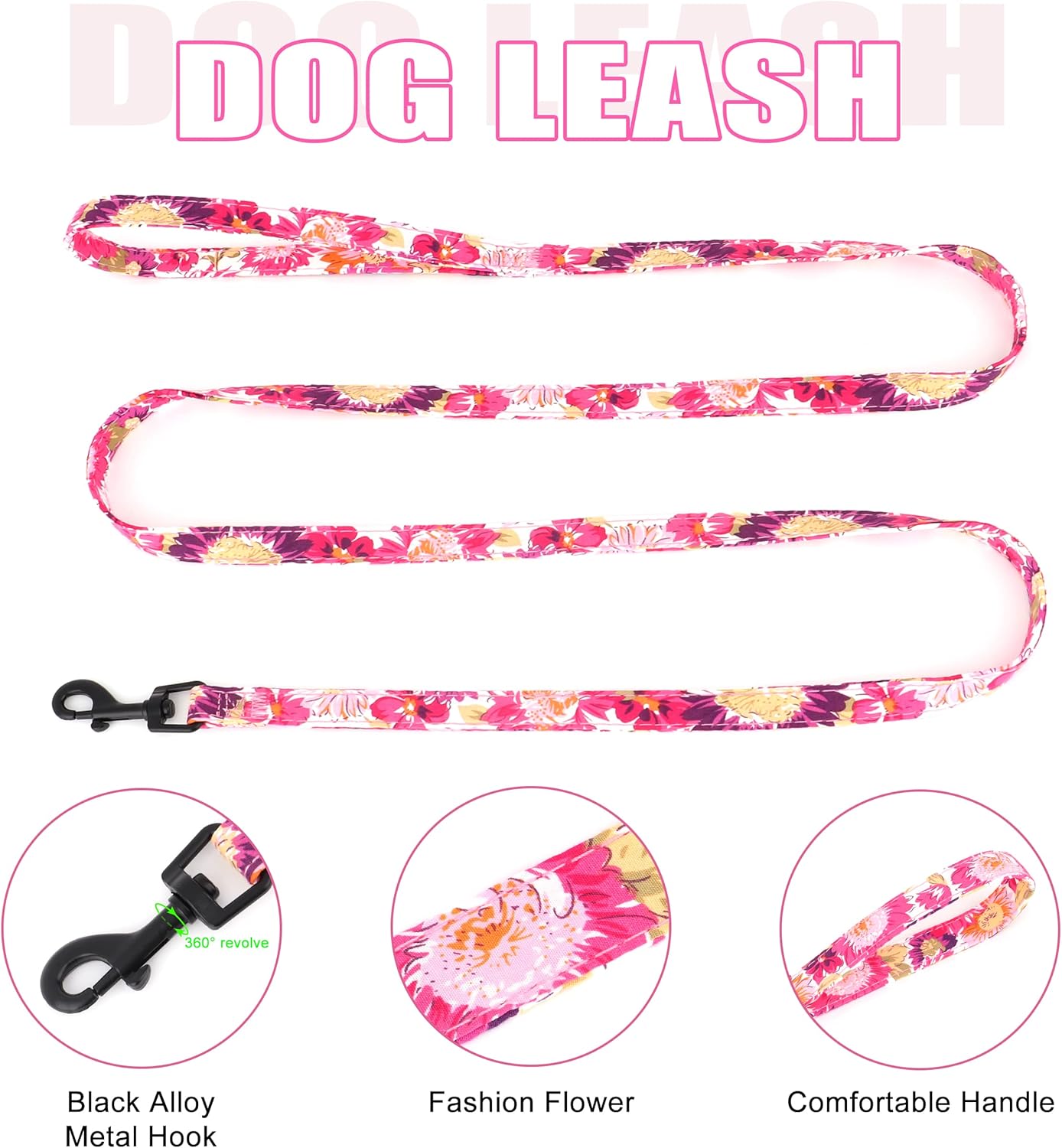 Beirui Cute Girl Dog Collars, Harnesses & Leashes Set - Adjustable Dog Collar and Leash Set with Flower - Soft Mesh Dog Vest Harness for Puppies Small & Extra Small Dogs Cats (Pink-2,XXS)
