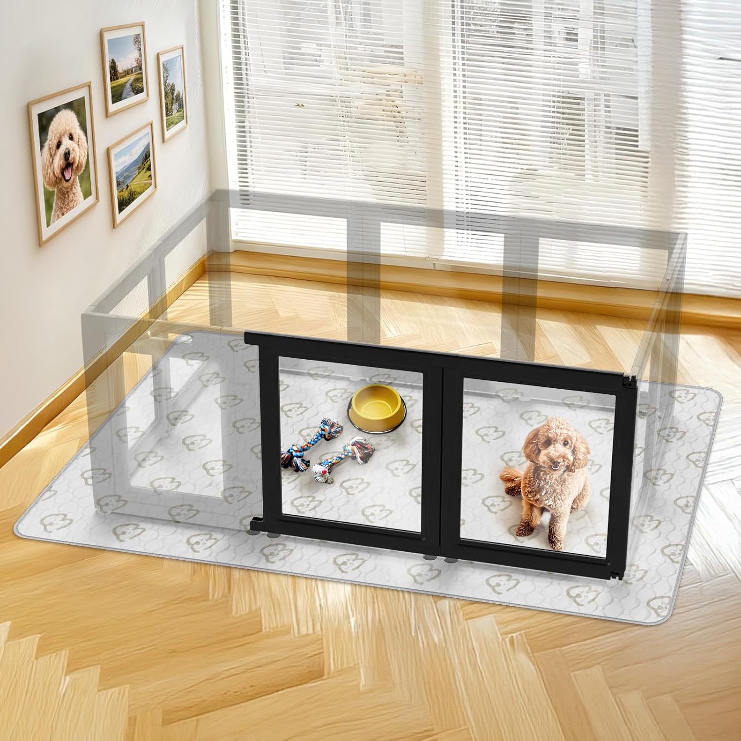 FXW AuraSpace Acrylic Indoor Dog Playpen for Small Dogs, 24 inch, 2 Panels, Black