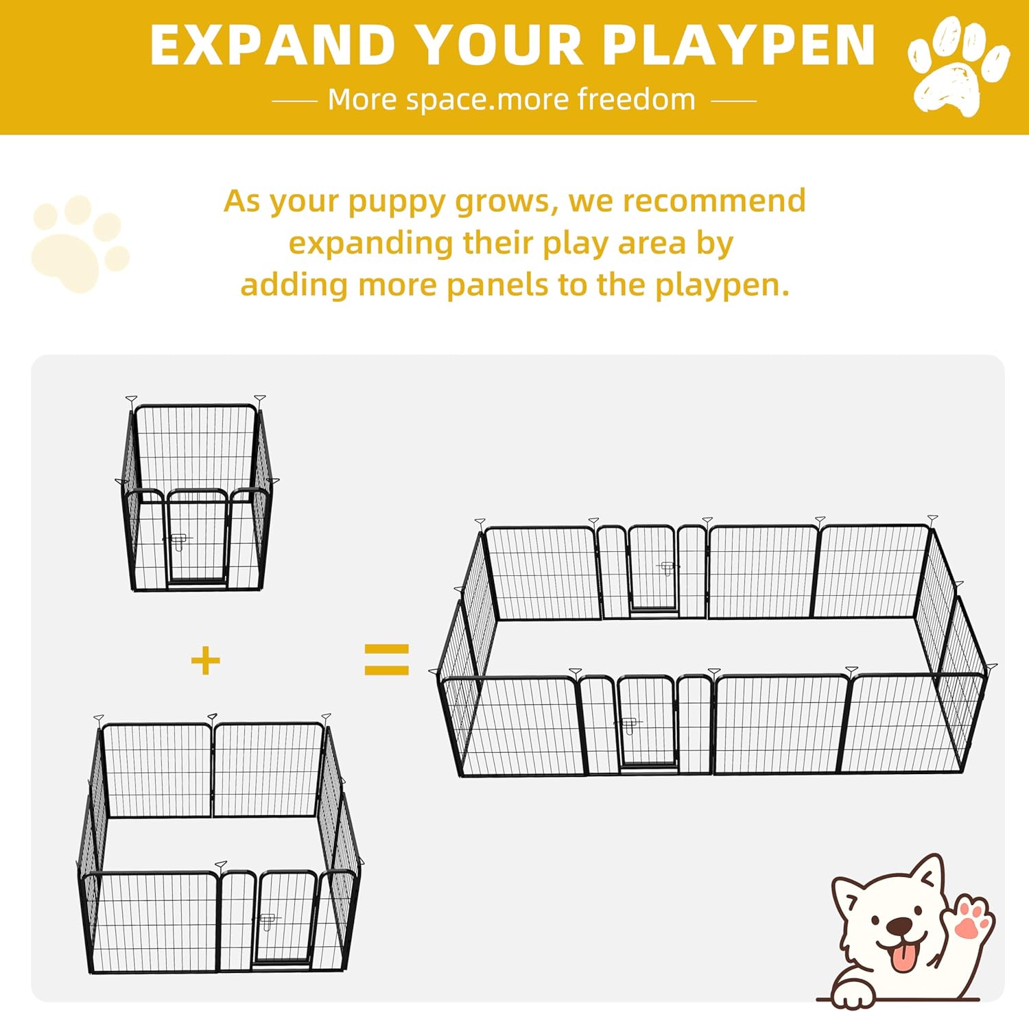 Heavy-Duty Iron Dog playpen Outdoor Indoor, 24 inch 4 Panels Dog Fences for RV Camping/Yard/Garden, Portable Dog Play Pen for Dogs, Puppies, Small Animals, Black Silver（Refill Pack）