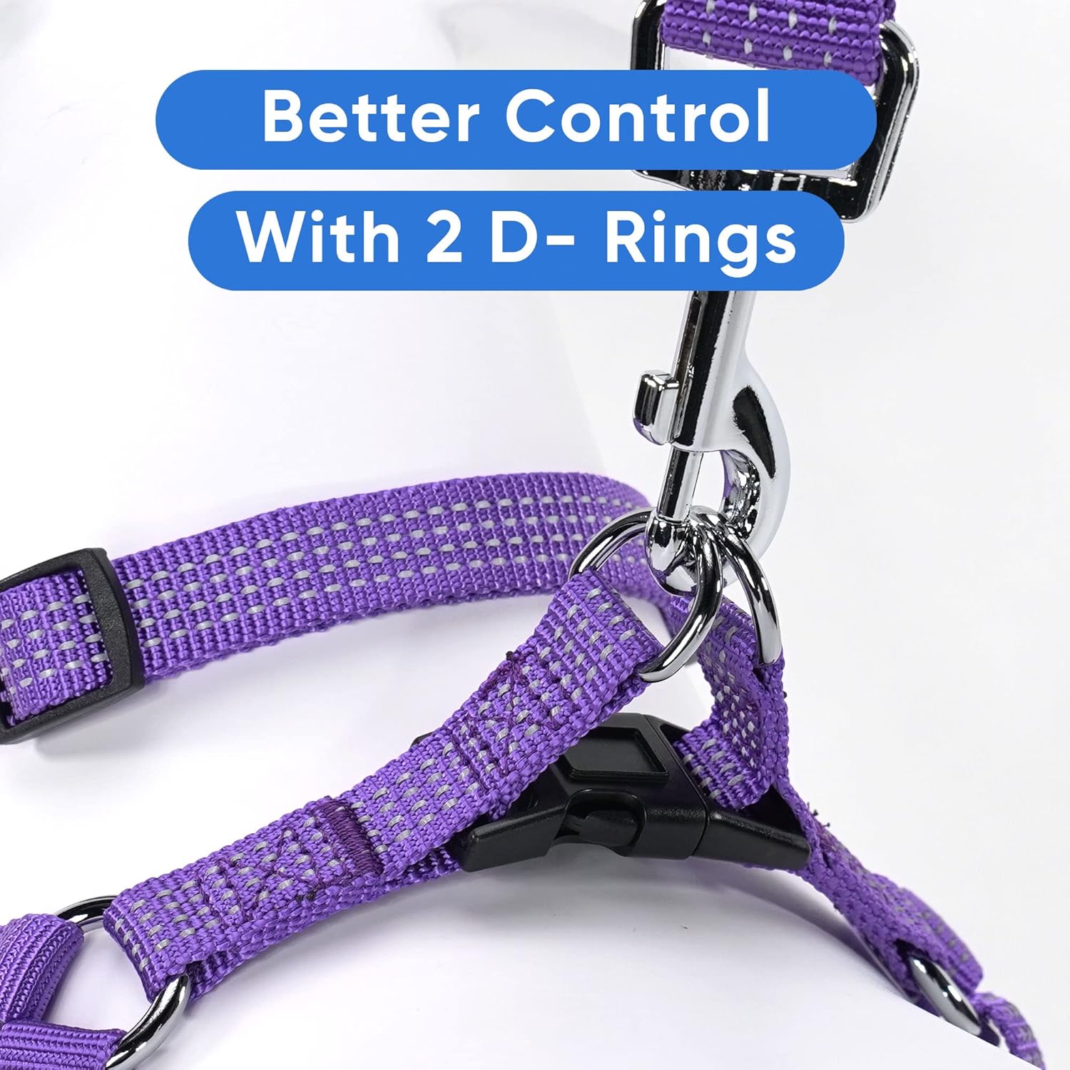 Pawtitas Medium Dog Harness - Purple, Adjustable, Reflective Step-in Harness for Senior Dogs to Puppies