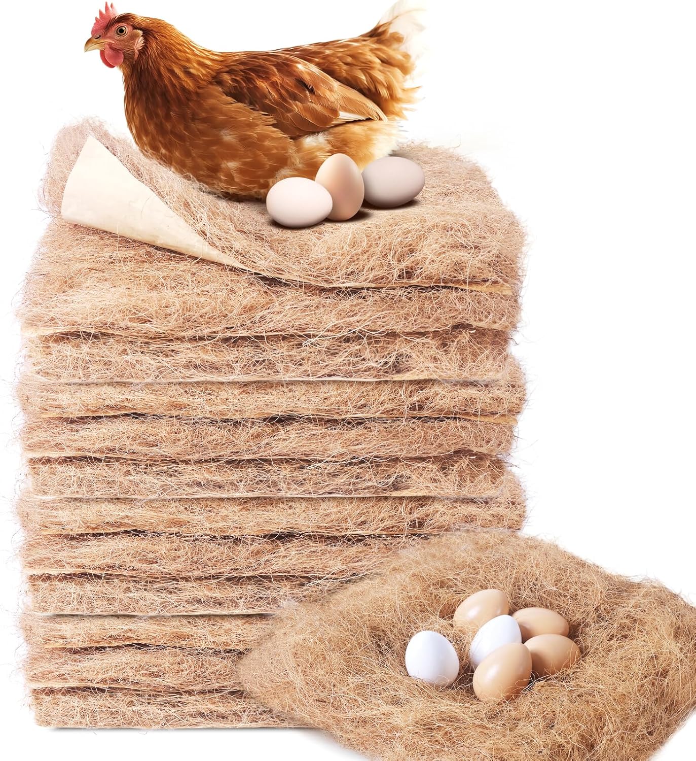 Laying Hen Nesting Pads，Premium Bedding for Chicken Nesting Box, Chicken Coop Accessories, 13x13 (12pack)